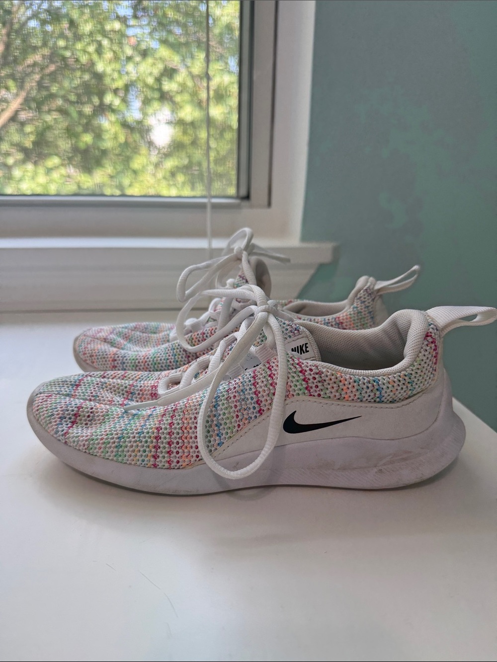 Nike Kids White Multicolor Knit Slip-On Lace Sneaker - 2Y
